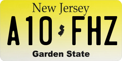 NJ license plate A10FHZ