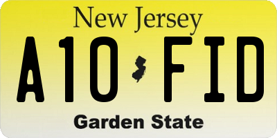 NJ license plate A10FID