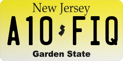 NJ license plate A10FIQ