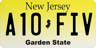 NJ license plate A10FIV