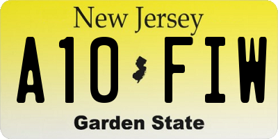 NJ license plate A10FIW