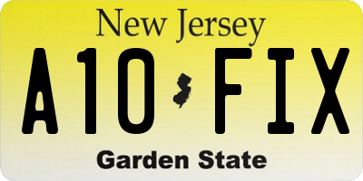 NJ license plate A10FIX