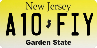 NJ license plate A10FIY