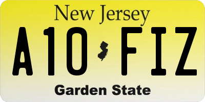 NJ license plate A10FIZ