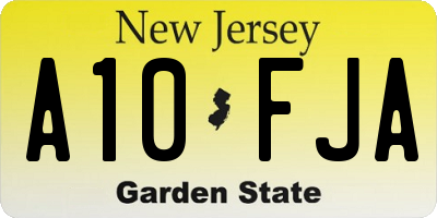 NJ license plate A10FJA