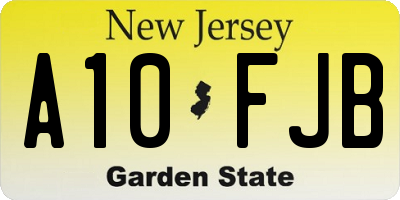 NJ license plate A10FJB