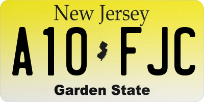 NJ license plate A10FJC