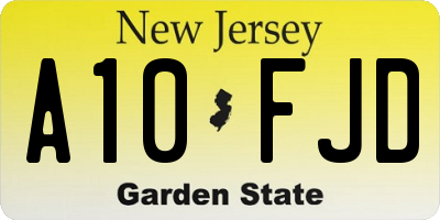 NJ license plate A10FJD