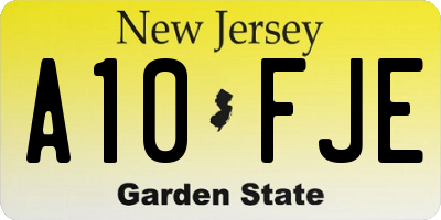 NJ license plate A10FJE