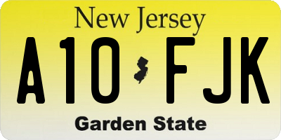 NJ license plate A10FJK