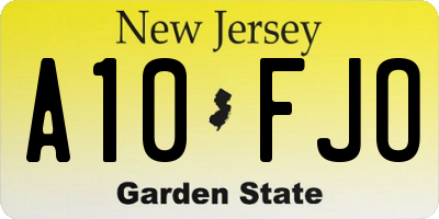 NJ license plate A10FJO