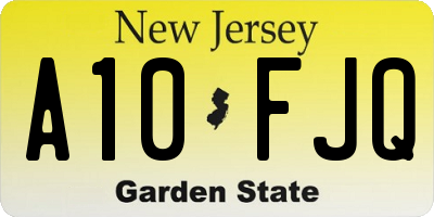 NJ license plate A10FJQ