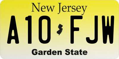 NJ license plate A10FJW