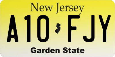 NJ license plate A10FJY