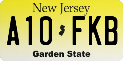 NJ license plate A10FKB