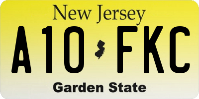 NJ license plate A10FKC