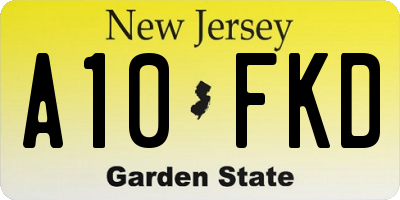 NJ license plate A10FKD