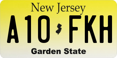 NJ license plate A10FKH