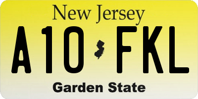 NJ license plate A10FKL
