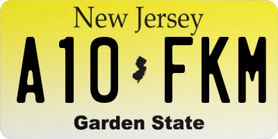 NJ license plate A10FKM