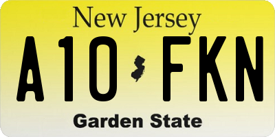NJ license plate A10FKN