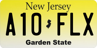 NJ license plate A10FLX