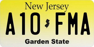 NJ license plate A10FMA