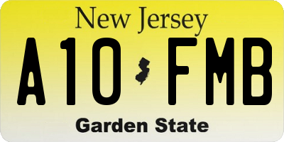 NJ license plate A10FMB