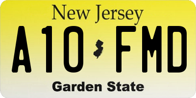 NJ license plate A10FMD