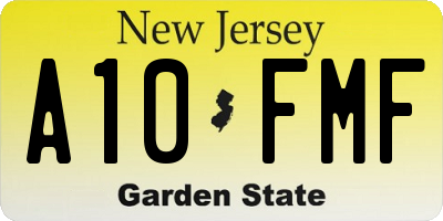 NJ license plate A10FMF