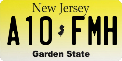 NJ license plate A10FMH