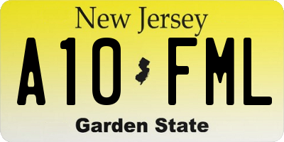 NJ license plate A10FML