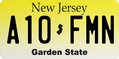 NJ license plate A10FMN