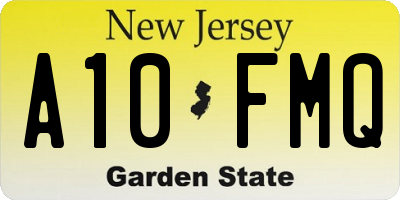 NJ license plate A10FMQ