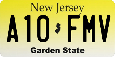 NJ license plate A10FMV