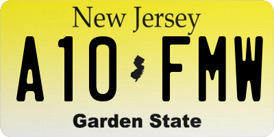 NJ license plate A10FMW