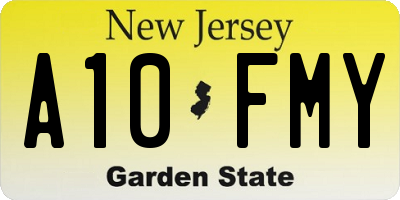 NJ license plate A10FMY