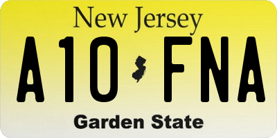 NJ license plate A10FNA