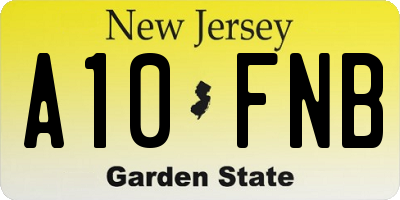 NJ license plate A10FNB