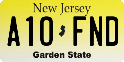 NJ license plate A10FND