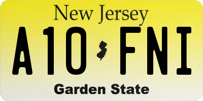 NJ license plate A10FNI