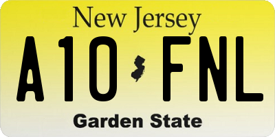 NJ license plate A10FNL