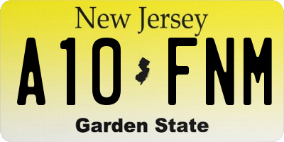 NJ license plate A10FNM