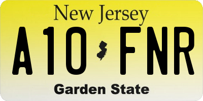 NJ license plate A10FNR