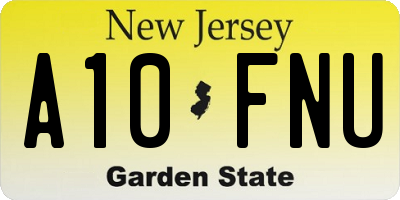 NJ license plate A10FNU