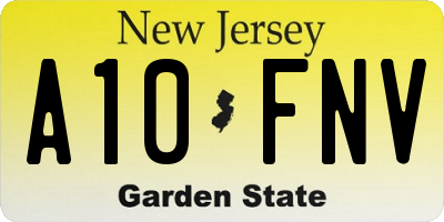 NJ license plate A10FNV