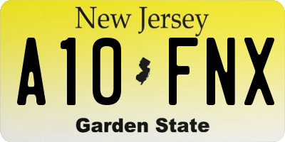 NJ license plate A10FNX