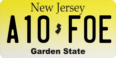 NJ license plate A10FOE