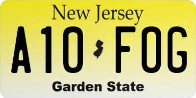 NJ license plate A10FOG