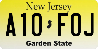 NJ license plate A10FOJ